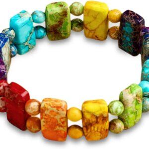 Boho Beaded Bracelets Natural Chakra Turquoise Jasper Stretch Jewelry Women